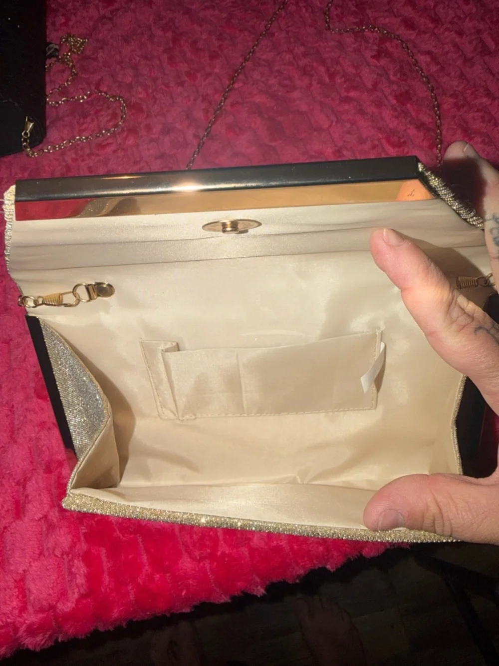 Gold Evening Clutch with Chain Strap
